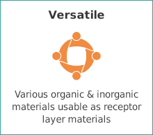 【Versatile】Various organic & inorganic materials usable as receptor layer materials